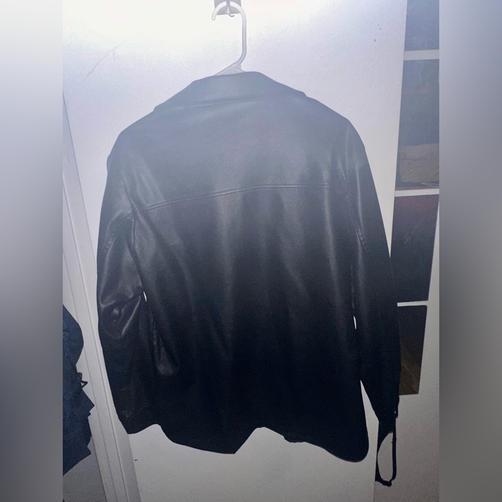 Faux Leather Button Down Jacket - image 6